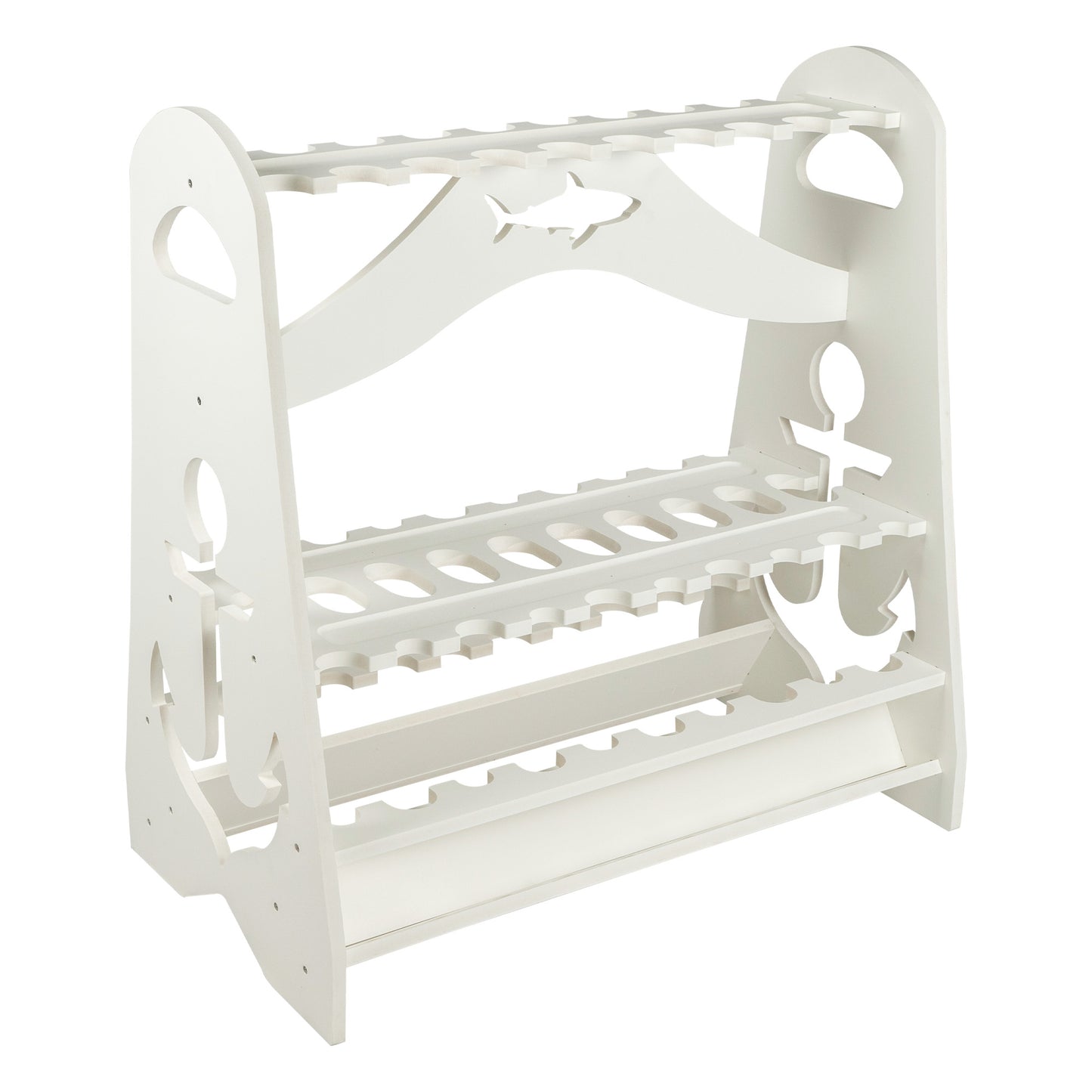TrunkWorks Waterproof PVC Great White Heavy Duty Floor Standing Marine Fishing Rod Display Organizer Rack for Bent and Straight Butt Rods…