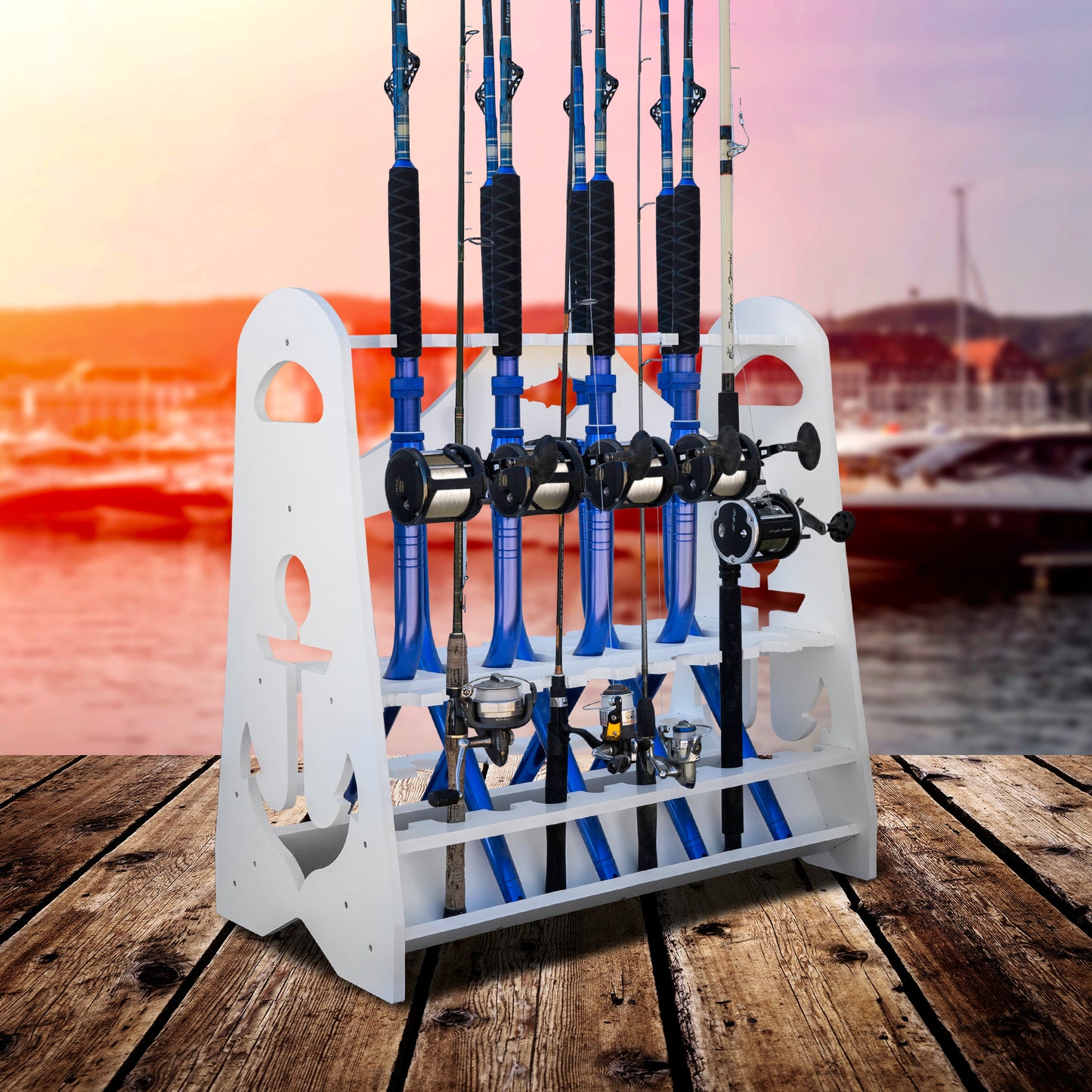 Fishing rod display rack Domestic fishing