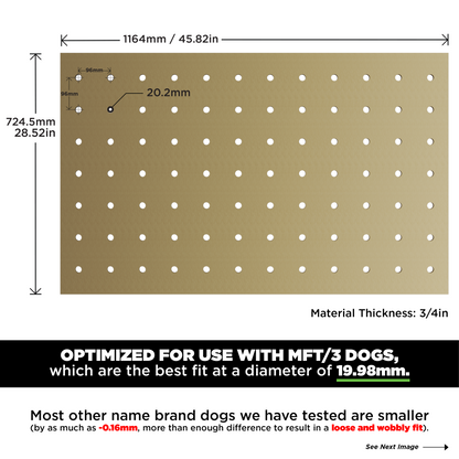 Trunkworks MFT 1080 Replacement Perforated MFT Top Compatible with Festool MFT1080 Tables - 3/4" Moisture-Resistant MDF