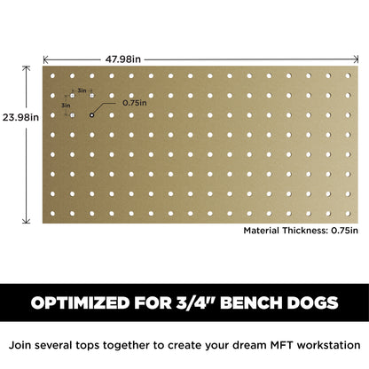 Trunkworks USA Modular 2x4' MFT Table with Holes Optimized for 3/4" Bench Dogs - Create Your Custom MFT Workstation - 3/4" Moisture-Resistant MDF