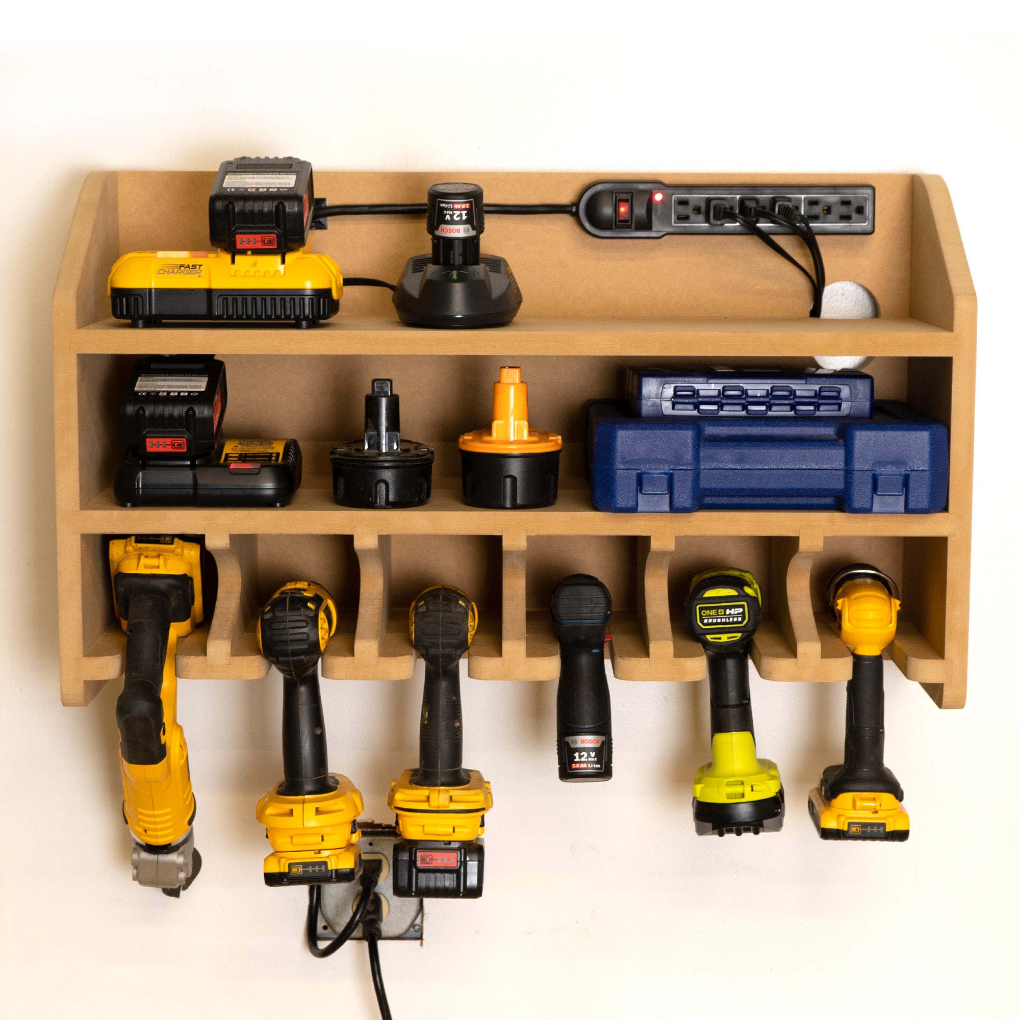 Charging station for online drill batteries