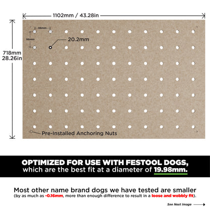 Trunkworks MFT/3 Replacement Perforated MFT Top Compatible with Festool MFT3 Tables - 3/4" Moisture-Resistant MDF